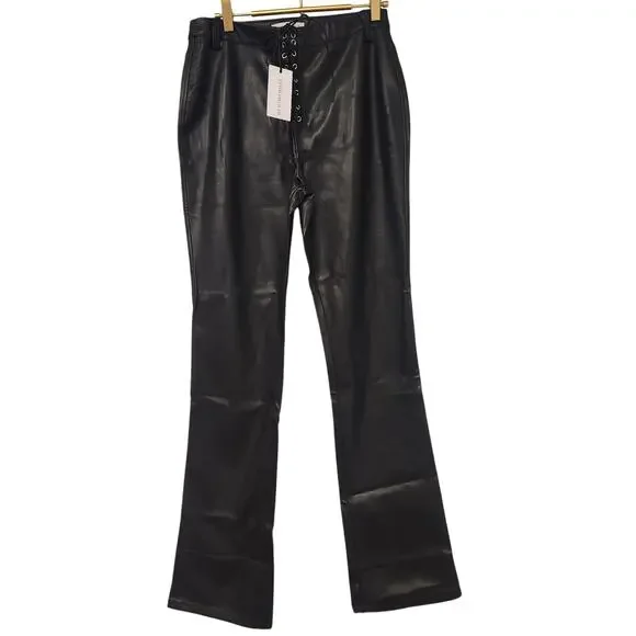 Weworewhat Faux leather lace-up black pants size 28 - Picture 3 of 8